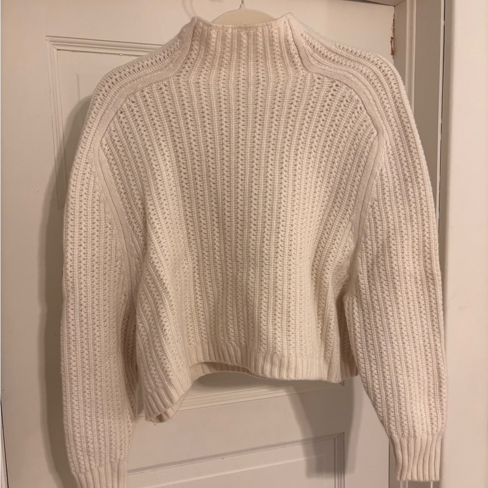 Madewell Cream Turtleneck Cropped Sweater